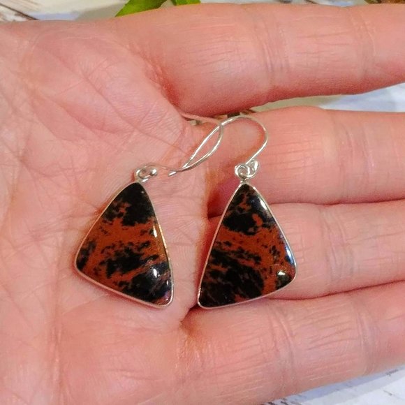 Mahogany Jasper Sterling Earrings - Picture 5 of 5